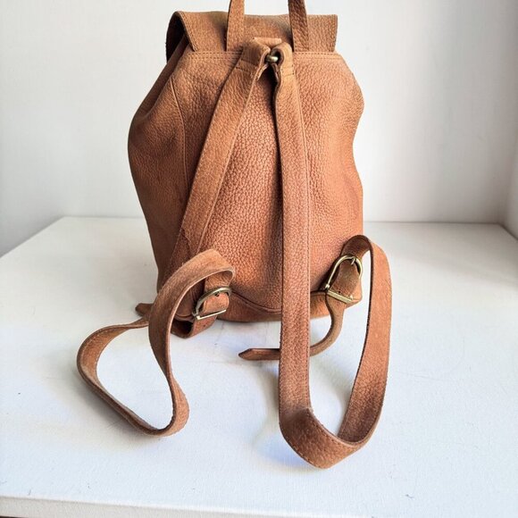 Vintage Y2K Guess Brown Pebbled Leather Medium Backpack - Picture 2 of 9